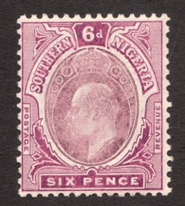 Sc 38 / SG39 - Southern Nigeria - 1910 - KEVII - 6p -  MH - superfleas - cv$29