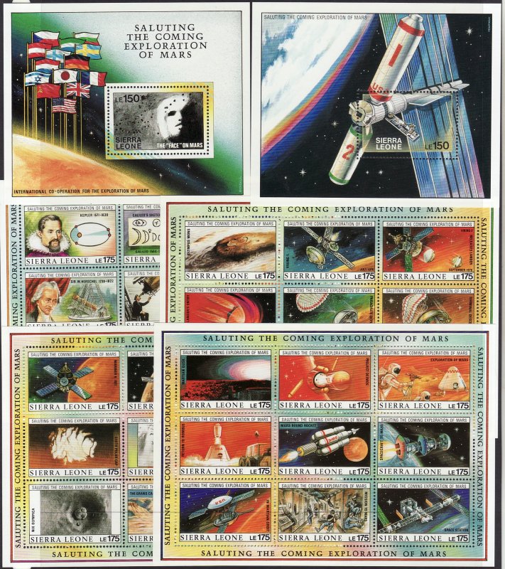 1990 Sierra Leone Space Exploration (6) S/S MNH full set Sc# 1167 / 1171A $92.