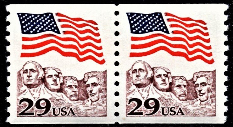 US 2523 MNH VF 29 Cent Flag Over Mount Rushmore Pair