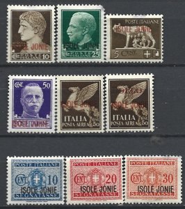 COLLECTION LOT 21959 IONIAN ISLANDS 9 MH STAMPS 1941