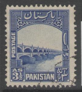 PAKISTAN SG32 1948 3½a BRIGHT BLUE FINE USED