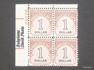 BOBPLATES #J100 Postage Due Plate Block Shiny MNH CV$8.5~See Details for #s/Pos