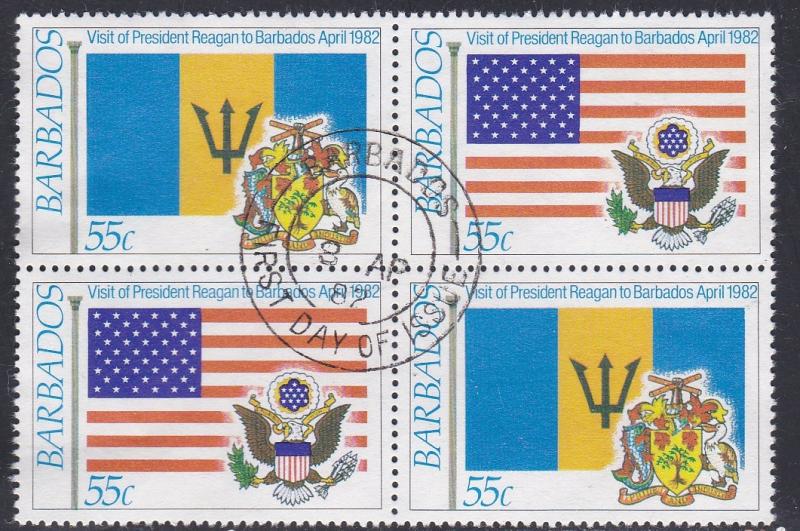 Barbados # 581-584, President Reagan's visit, Used Blocks of Four