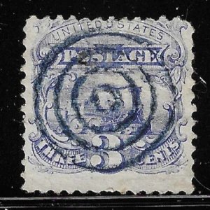 Scott # 114 Lot E933 3c Locomotive  Rare Blue Bulls Eye Cancel  Used