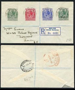 British Honduras KGV registered cover to London