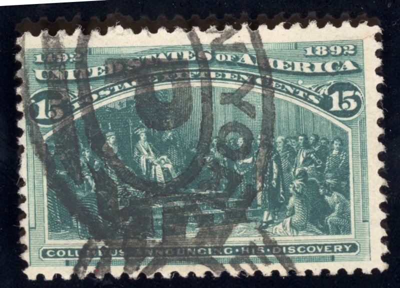 US Scott 238 Used 15c dark green Announcing Discovery Lot GUS018 bhmstamps