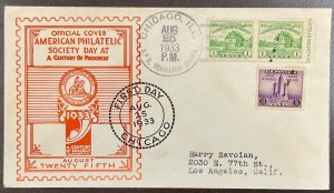 730a-731a American Philatelic Society cachet Century of Progress FDC 1933