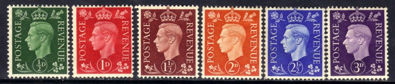 GB 1937 - 47 KGV1 1/2d to 3d Definitives MM SG 462 - 467 ( H249 )