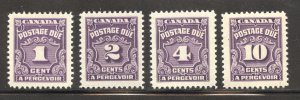 Canada Scott J15-17,J20 Unused LHOG - 1935 Postage Dues - SCV $1.35