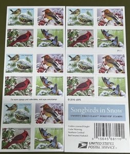 Songbirds in Snow Forever stamps 2 books total 40 stamps