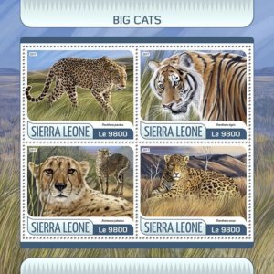 Sierra Leone - 2017 Big Cats on Stamps - 4 Stamp Sheet - SRL17613a