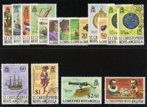 St Kitts-Nevis 1970 QEII 'Pirates' set complete VFU. SG 206-221. Sc 206-221.