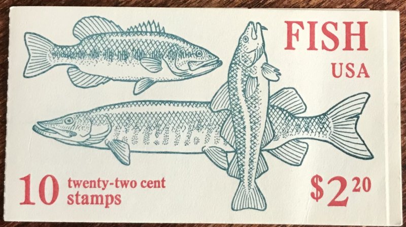 US #BK154 (1) (2209a) MNH 2 Booklet Panes of 5 Fish SCV $10.00 L37