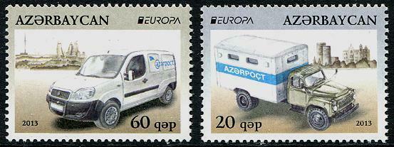 HERRICKSTAMP AZERBAIJAN Sc.# 1011-12 EUROPA 2013 Postal Vehicles