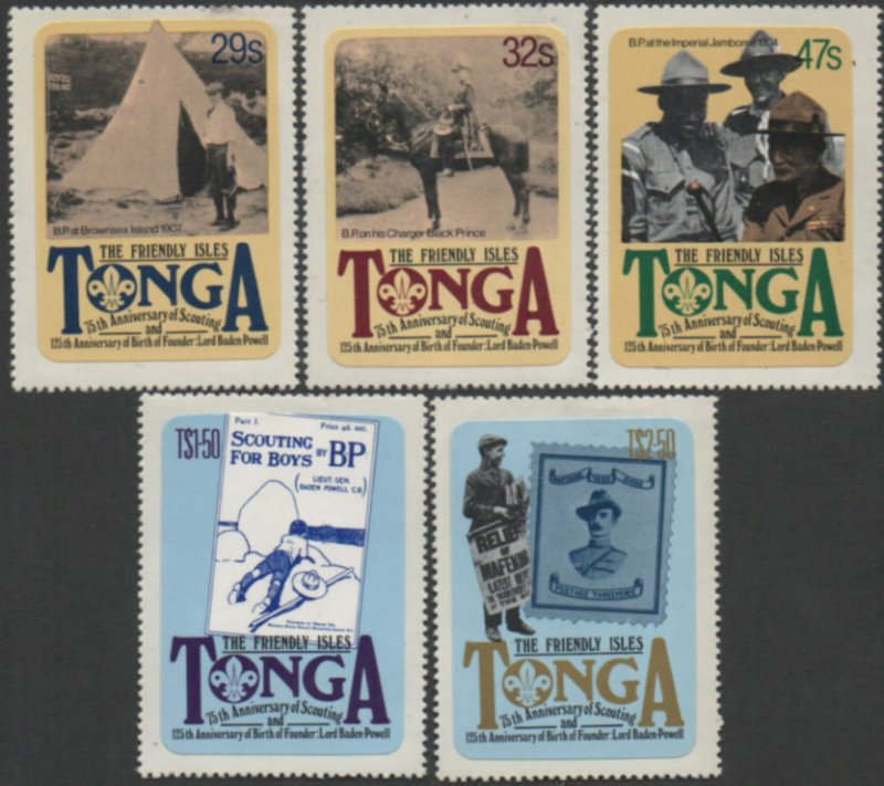 Tonga 1982 SG803-807 Boy Scout Movement and Lord Baden-Powell set MNH