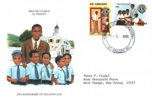 FIRST DAY COVER ST. VINCENT 25th ANNIVERSARY OF THE LIONS CLUB 1990