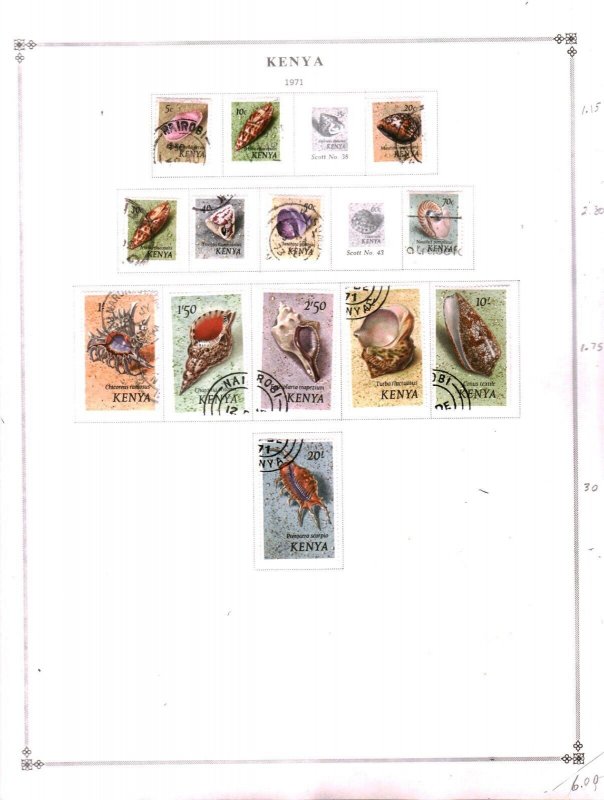 Collection, Kenya Scott Album Page & Lots, 1963/1981, Cat $16, Mint & Used