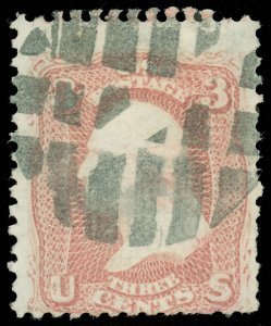 US SCOTT #85 Used W/ Geometric Circle Fancy Cancel, Strong D GRILL, SCV $1050!