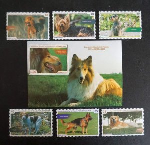 Cuba Sc# 5548-5554 PhilaKorea DOGS DOGS DOGS Cpl set of 6 + SS  2014 mint MNH