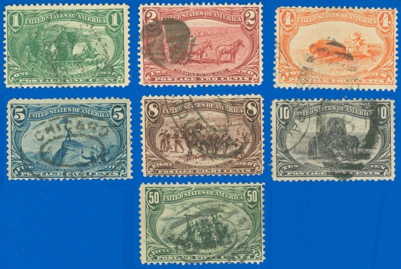 US SCOTT #285-290 Trans-Miss Set to 50¢, Used with Small Faults, SCV $317.00!