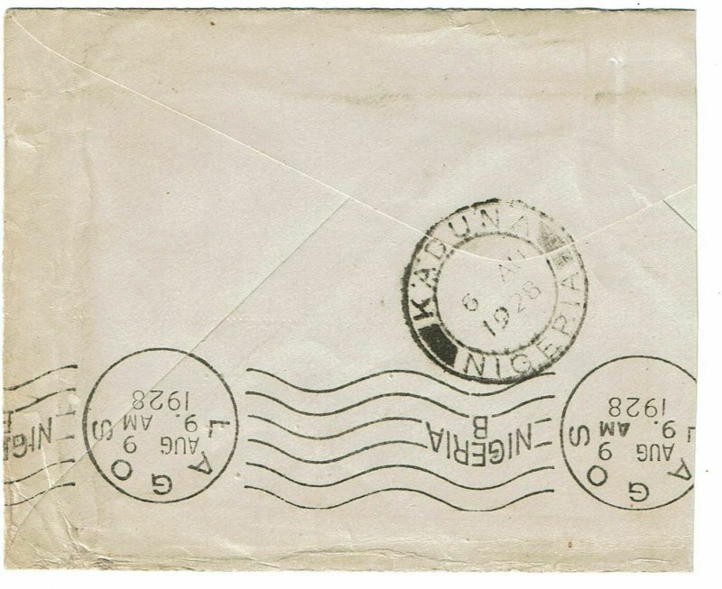 Nigeria 1928 Keffi cancel on cover to the U.S.