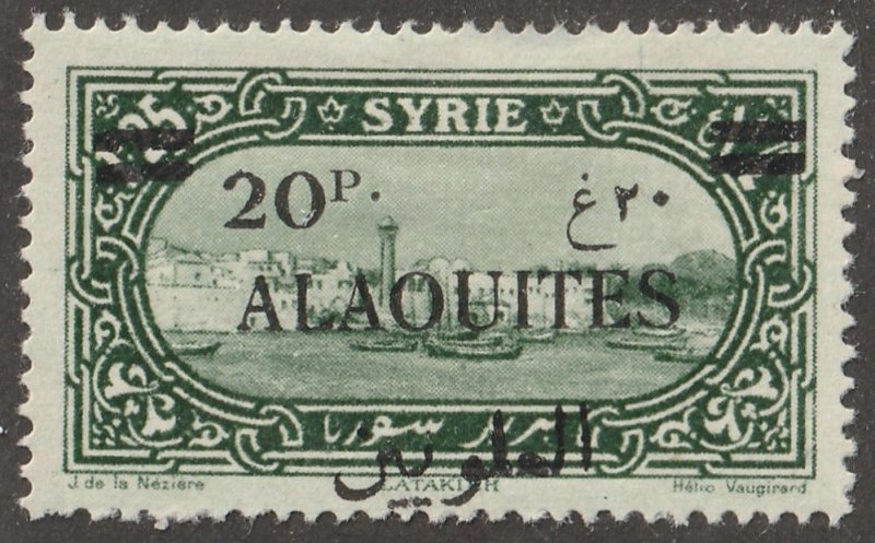 Alaouites/Syria, stamp,  Scott#42, mint, hinged, 20p, green