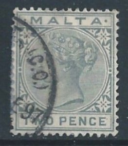 Malta #10 Used 2p Queen Victoria - Wmk. 2