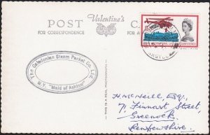 GB SCOTLAND 1963 postcard MAID OF ASHTON steamer cachet - Kilmun cds.......A9042