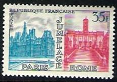 France #892 City Halls, Paris and Rome 1958 NH Cat. $ .40