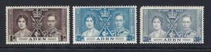 Aden Sc #13-15: Coronation of King George VI and Queen Elizabeth, 1937 MH