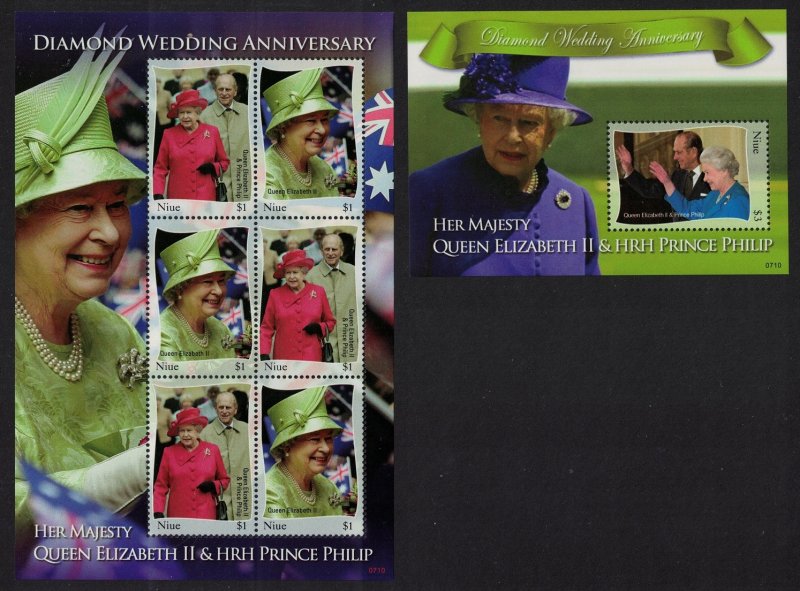 Niue Queen Elizabeth II Diamond Jubilee Sheetlet+MS 2012 MNH SG#1086-MS1088