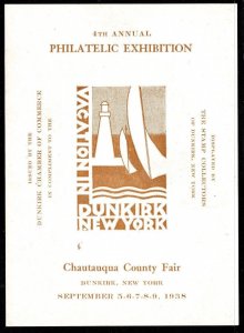 1938 US Poster Stamp Chautauqua Fair Dunkirk New York 4th Philatelic Exhibition
