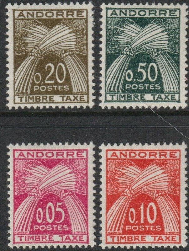 French Andorra Sc# J42 / J45 postage due complete 1961 set MLH CV $48.00 