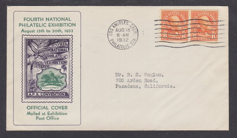 US Planty 723-2b FDC. 1932 6c Garfield coil, Official APS Convention Cover, VF