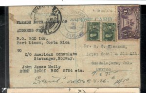 COSTA RICA COVER (P0409B) 1926 PC 1C+2CX2 SENT TO MEXICO 