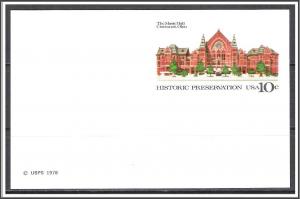 US #UX73 Postal Card Cincinnati Music Hall Unused