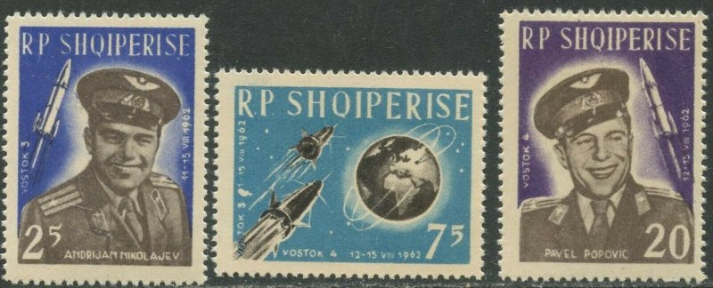 ALBANIA Sc#654-656 1963 1st Group Space Flight Complete Mint OG NH