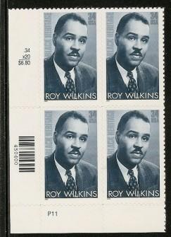 US Stamp #3501 MNH - Roy Wilkins Issue Plate Block of 4