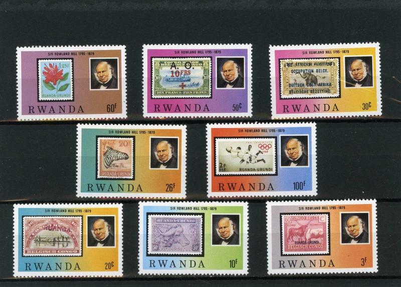 RWANDA 1979 Sc#935-942 POSTAL HISTORY/ROWLAND HILL SET OF 8 STAMPS MNH 