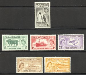 Falkland Islands Scott 122-27 Unused NH/HOG - 1938 1955 QEII Issues - SCV $37.00