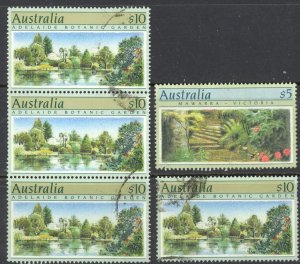 Australia Sc# 1133-1134 Used Lot/5 (c) 1989-1990 Gardens