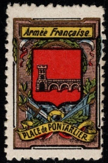 1914 WW One France Delandre Poster Stamp Place de Pontatlier Unused