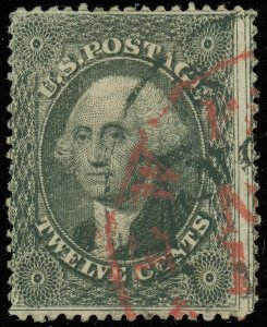 US Scott #36, Used W Black & Red Cancels, Town Cancel, SCV $300! (SK)