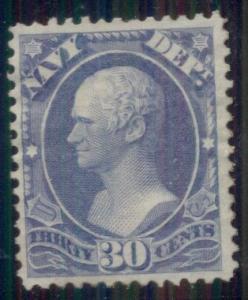 US #O44 30¢ Navy Dept, unused, regummed, fresh and scarce stamp, VF  