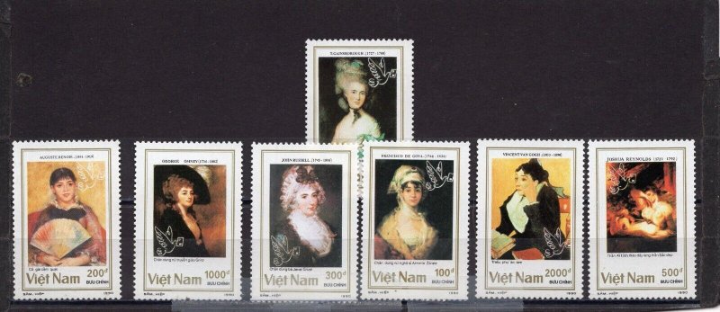 VIETNAM 1990 PAINTINGS SET OF 7 STAMPS MNH