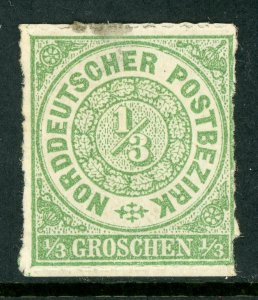 Germany 1868 North German Confederation ⅓gr Green  Sc # 2 Mint T769⭐⭐⭐⭐⭐⭐