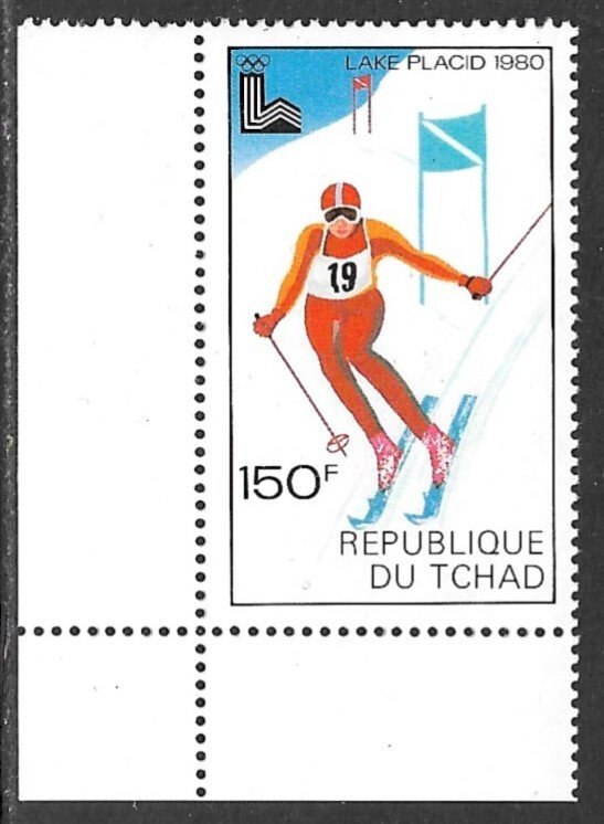 CHAD 1979 150fr Slalom Lake Placid 1980 Winter Olympics Issue Sc 384 MNH