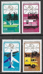 EAST GERMANY DDR 1974 UPU Anniversary Set Sc 1585-1588 MNH