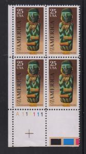 ALLY'S STAMPS US Plate Block Scott #2426 25c Pre-Columbian [4] - MNH - [STK]