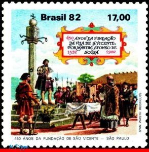 1800 BRAZIL 1982 MARTIN AFONSO DE SOUZA, FOUNDATION OF SAO VICENTE, MI# 1900 MNH